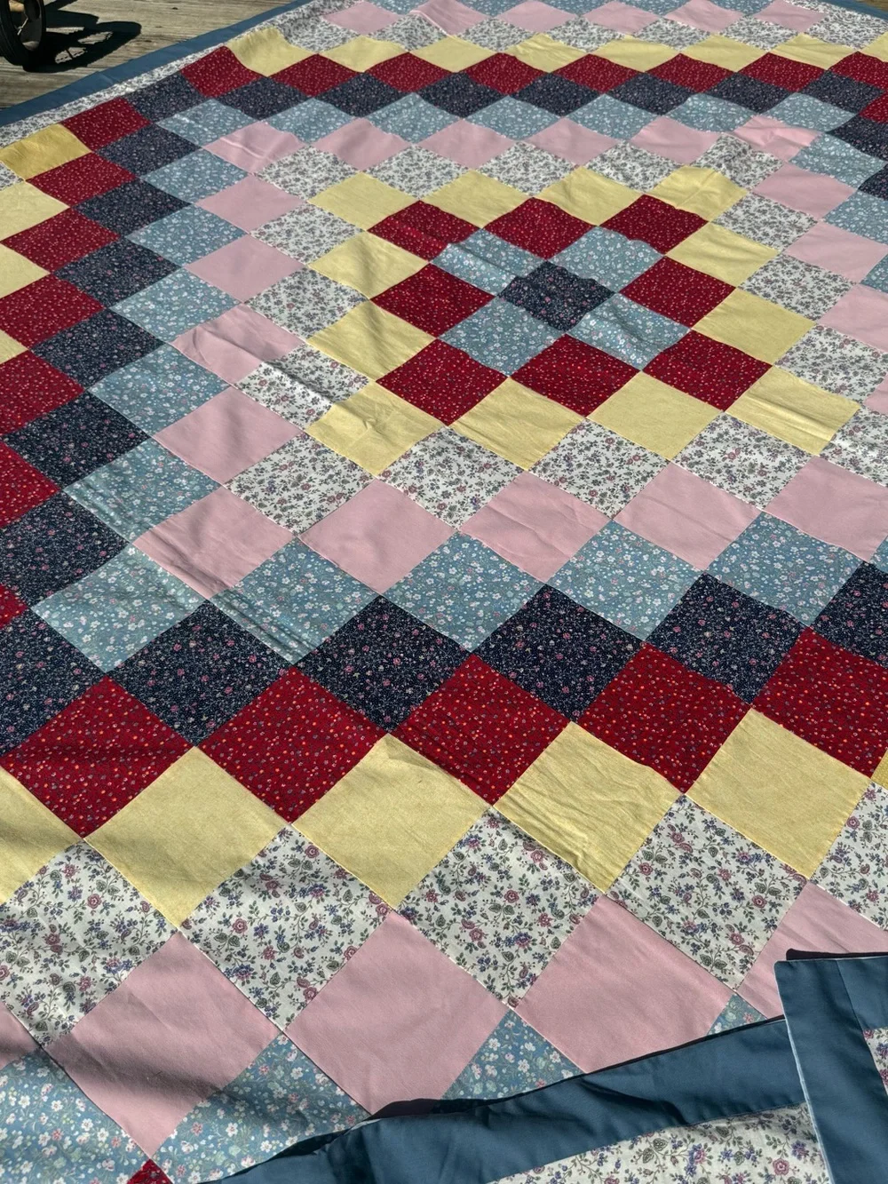 Handmade Patchwork Around the World 77x94 Quilt TOPPER and Two Shams